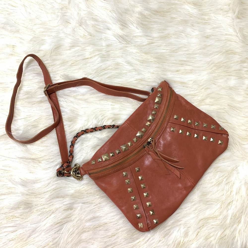 JESSLYN‎ BLAKE Orange Leather Crossbody